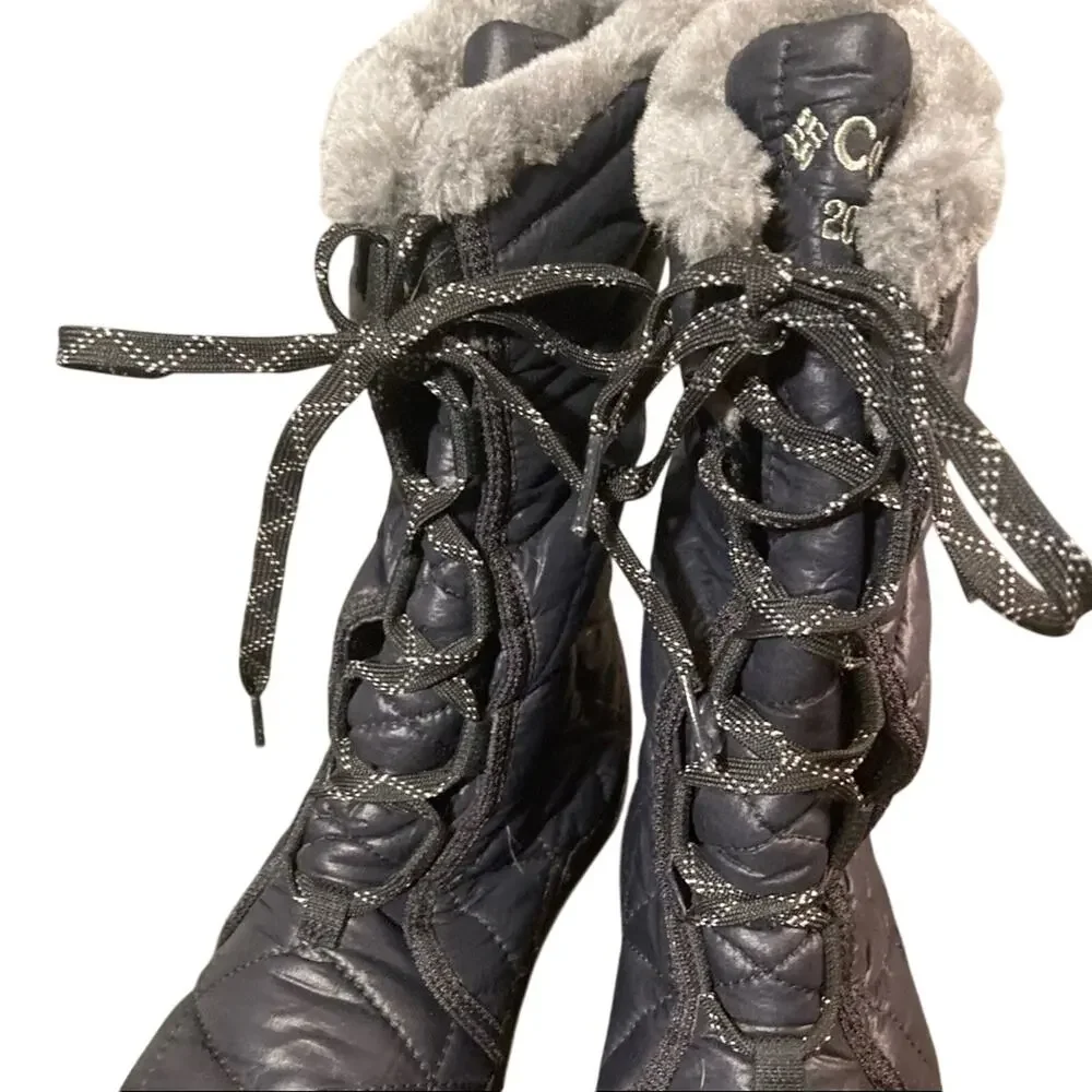 Columbia 200 Grams boots women's  size 7 Black quilted‎ faux fur omni grip